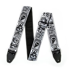 Ремень для гитары Dunlop I Love Dust Strap Green Skulls B/W