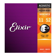 Струны для акустической гитары Elixir Phosphor Bronze Nanoweb 11-52
