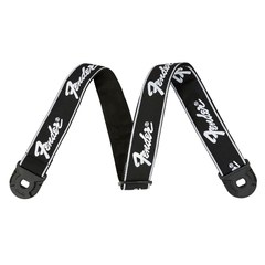 Ремень для гитары Fender Quick Grip Locking End Black White Running Logo 2