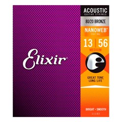 Струны для акустической гитары Elixir 80/20 Bronze Nanoweb 13-56