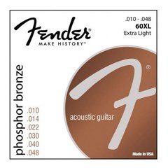 Струны для акустической гитары Phosphor Fender® Bronze Acoustic Guitar Strings, Ball End, 60XL .010-.048