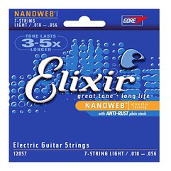 Струны для 7-струнной электрогитары Elixir Electric 7-String NanoWeb Light 10-56