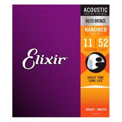 Струны для акустической гитары Elixir 80/20 Bronze Nanoweb 11-52