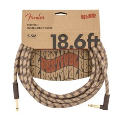 Инструментальный кабель Fender Angled Festival Instrument Cable Pure Hemp Brown Stripe 18.6"