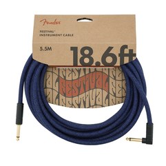 Инструментальный кабель Fender Angled Festival Instrument Cable Pure Hemp Blue Dream 18.6" 
