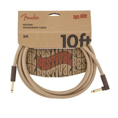 Инструментальный кабель Fender Angled Festival Instrument Cable Pure Hemp Natural 10"