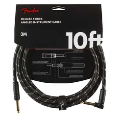 Инструментальный кабель Fender® Deluxe Series Straight/Angle, 10', Black Tweed