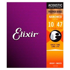 Струны для 12-струнной акустической гитары Elixir 16152 Phosphor Bronze Nanoweb 10-47