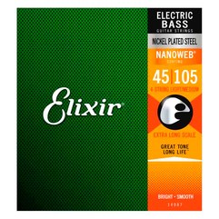 Струны для 4-струнной бас-гитары Elixir 14087 Electric Bass Nickel Plated Steel Nanoweb 45-105