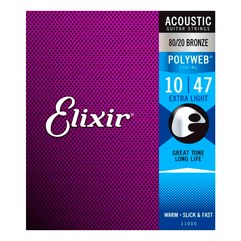 Струны для акустической гитары Elixir 80/20 Bronze Polyweb 10-47