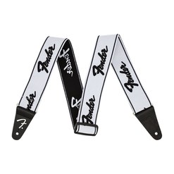 Ремень для гитары Fender WeighLess™ 2" Running Logo Strap White/Black