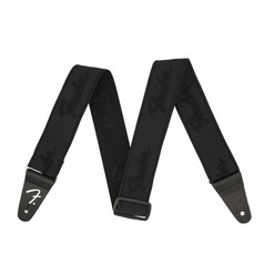 Ремень для гитары Fender WeighLess™ 2" Running Logo Strap Black/Black