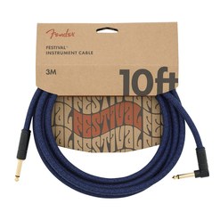Инструментальный кабель Fender Angled Festival Instrument Cable Pure Hemp Blue Dream 10"