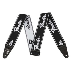 Ремень для гитары Fender WeighLess™ 2" Running Logo Strap Black / White