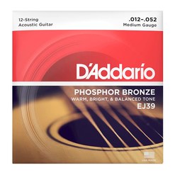 Струны для 12-струнной акустической гитары D'addario EJ39