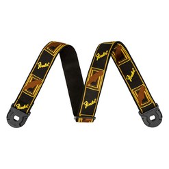 Ремень для гитары Fender Quick Grip Locking End  Black/Yellow & Brown Monogram 2