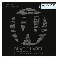 Струны для 4-струнной бас-гитары Warwick Black Label Bass Stainless Steel Medium 45-10