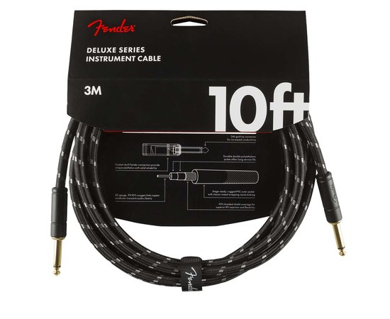 Инструментальный кабель Fender® Deluxe Series Straight-Straight 10' Black Tweed