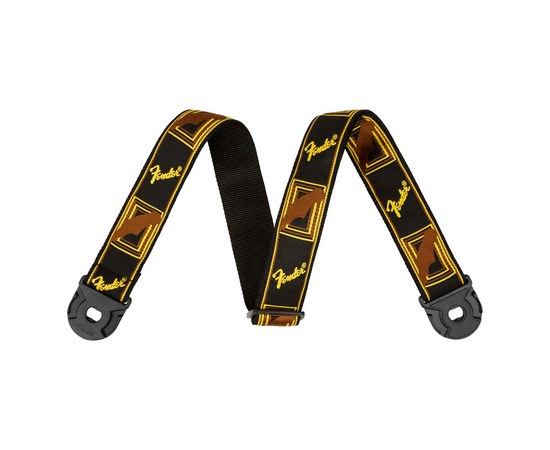 Ремень для гитары Fender Quick Grip Locking End  Black/Yellow & Brown Monogram 2