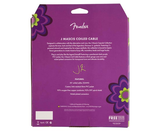 Инструментальный кабель Fender J Mascis Coil Cable 30' Purple, изображение 3