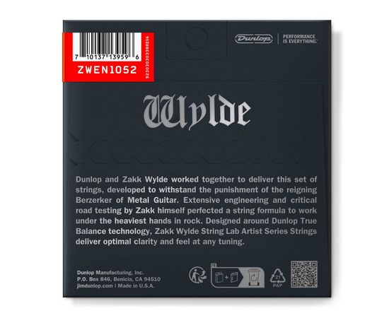 Струны для электрогитары Dunlop ZWEN1052 Zakk Wylde Lab 10-52, изображение 2